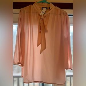 New York & Company 7th Avenue Tie Neck Blouse